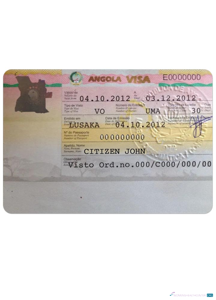 Download ANGOLA work visa Photoshop template